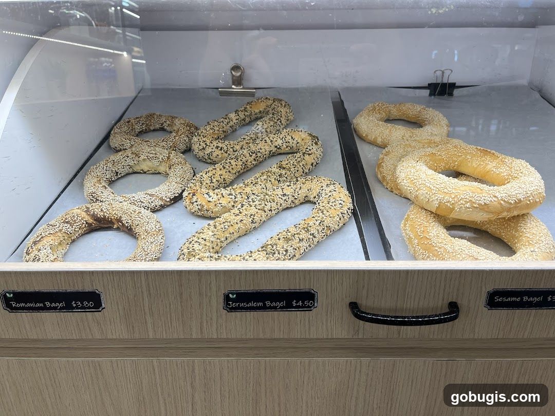 Bagels in a Display Case
