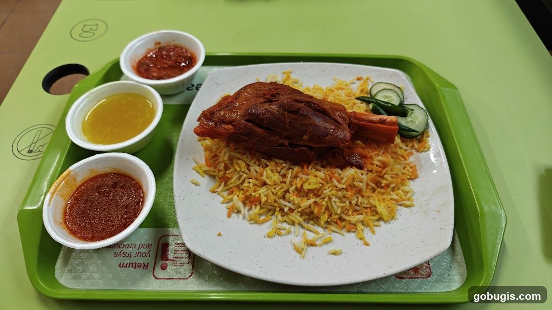 Lamb Shank with Rice and Dips