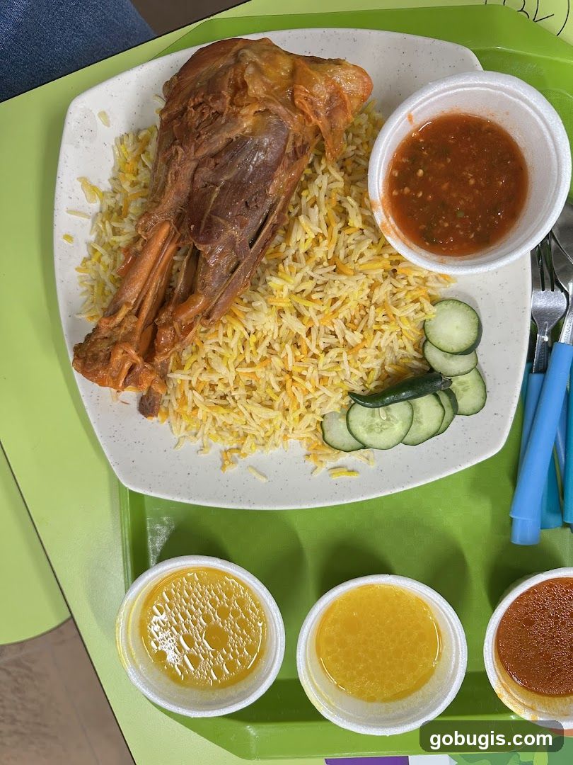 Lamb Shank with Rice and Sauces