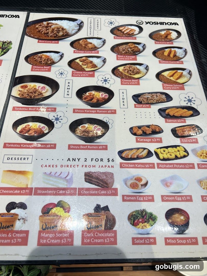 Yoshinoya Menu