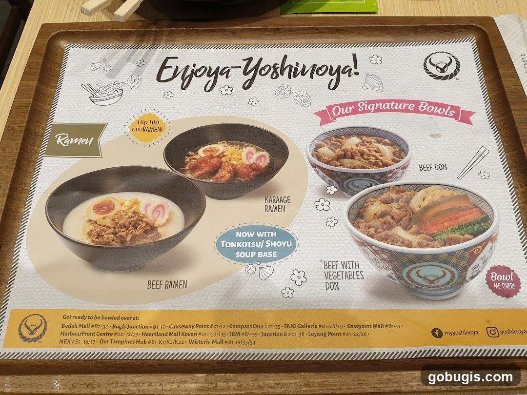 Yoshinoya Menu Placemat
