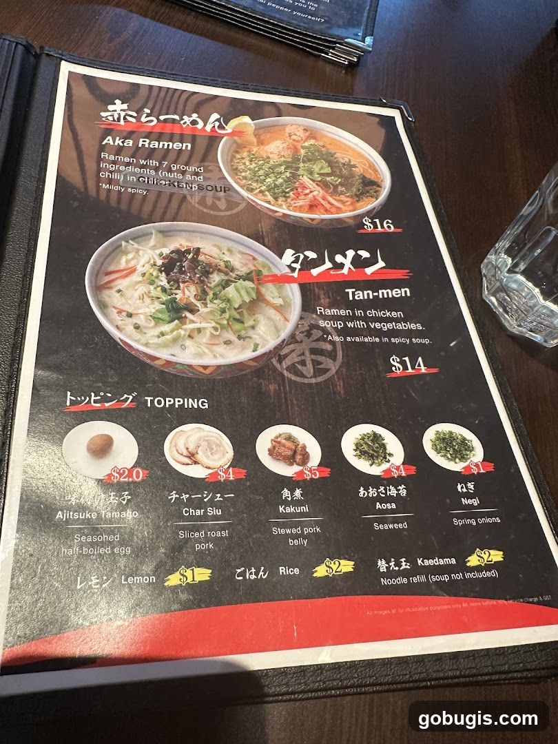 Ramen Menu