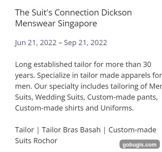 The Suit's Connection Dickson Menswear Singapore