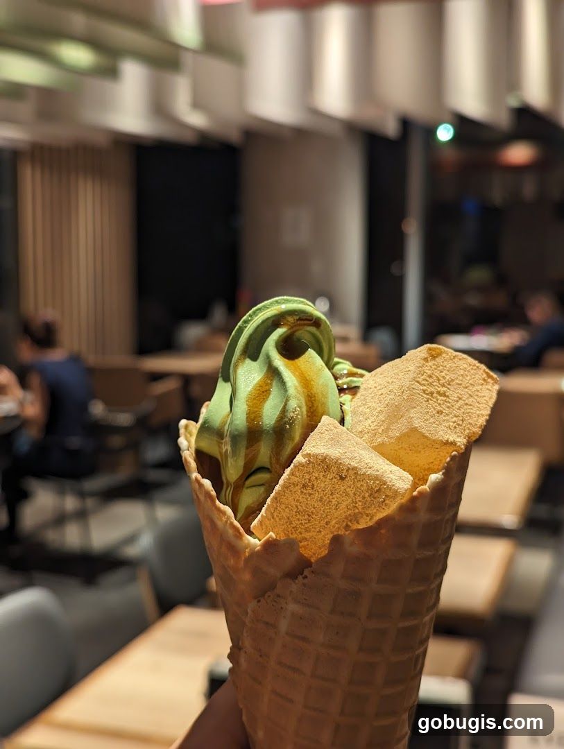 Matcha Soft Serve Ice Cream Cone