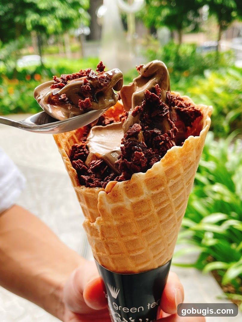 Chocolate Soft Serve Ice Cream Cone