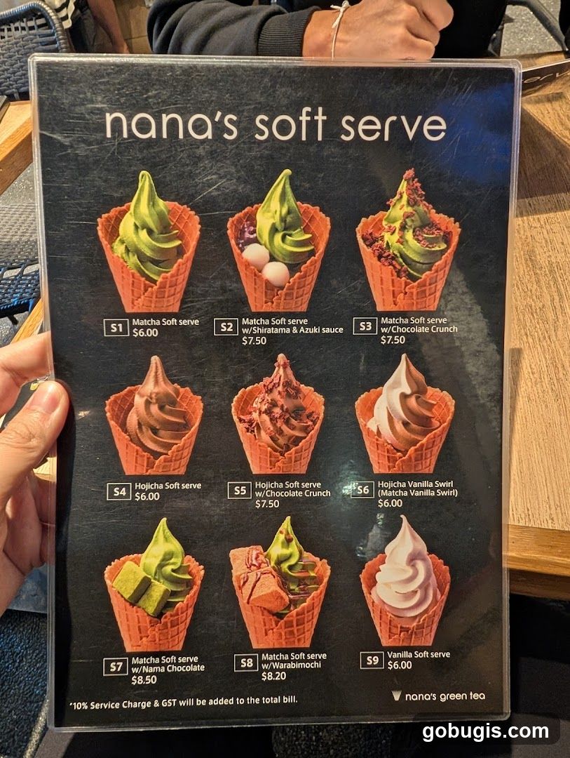 Nana's Soft Serve Menu
