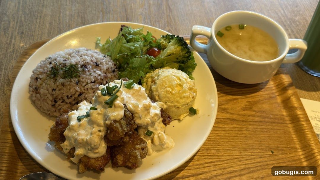 Fried Chicken Meal with Rice and Soup