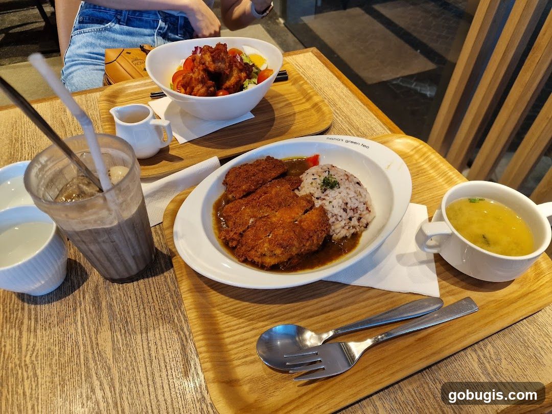 Table with food and drinks