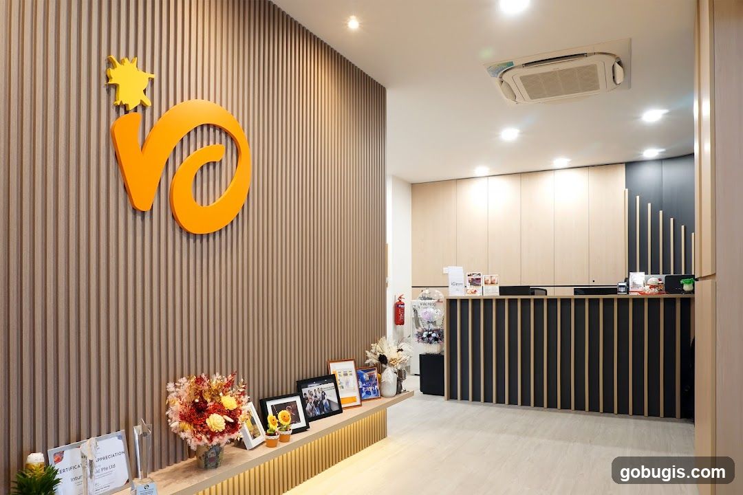 Reception Area with Logo and Decor