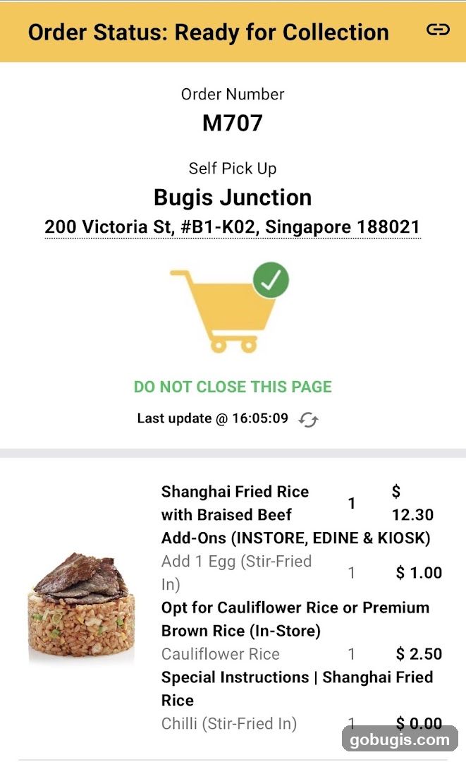 Order Status: Ready for Collection