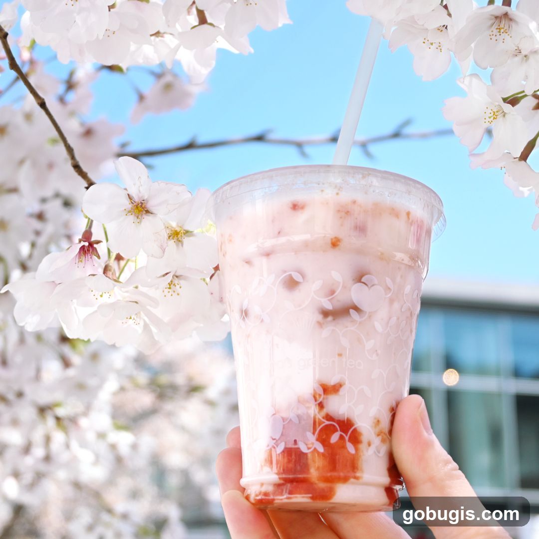 Strawberry Milk Tea with Cherry Blossoms