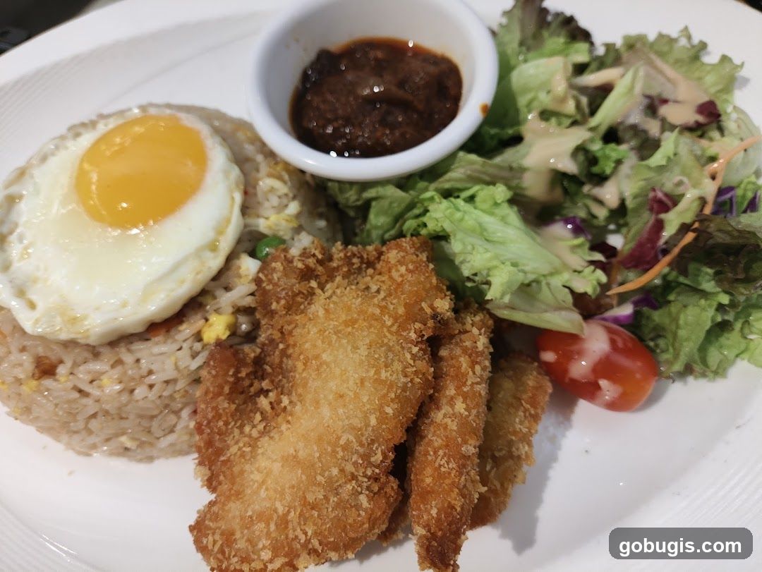 Fried Rice with Fried Chicken and Salad