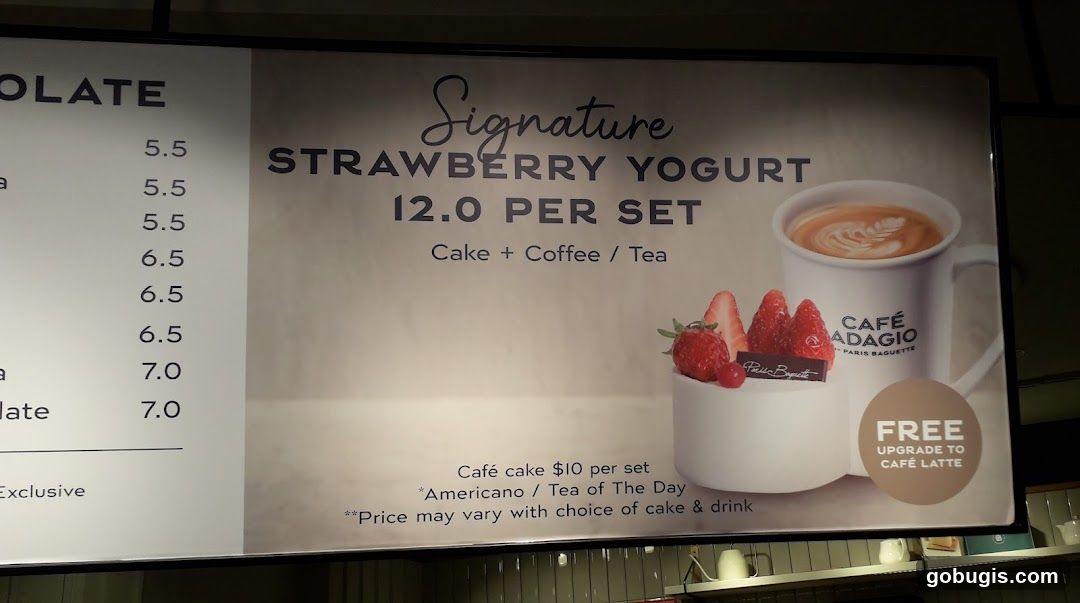 Cafe Adagio Menu