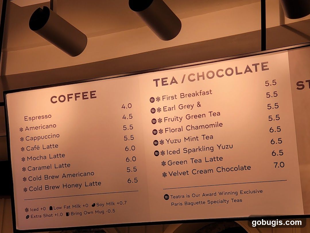Coffee and Tea Menu