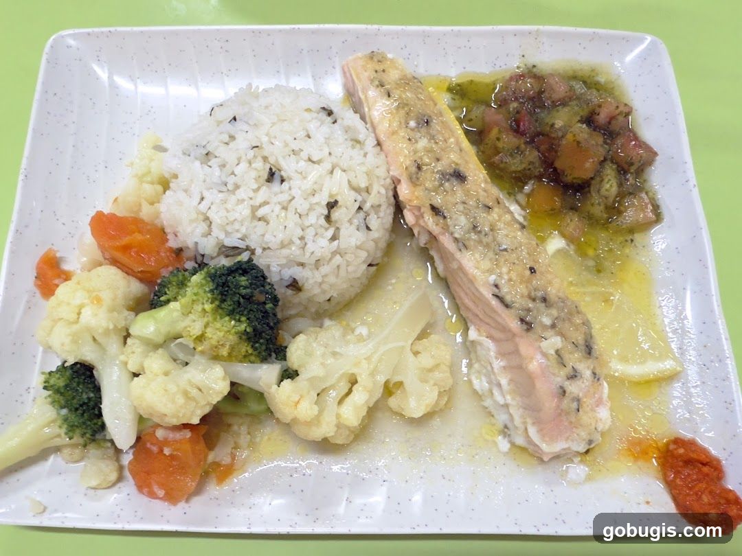 Salmon with Rice and Vegetables