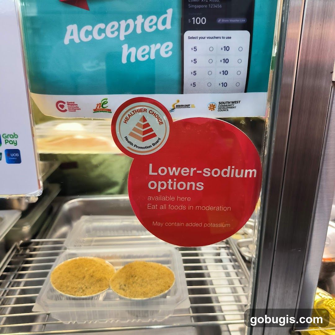 Food display with health-conscious signage