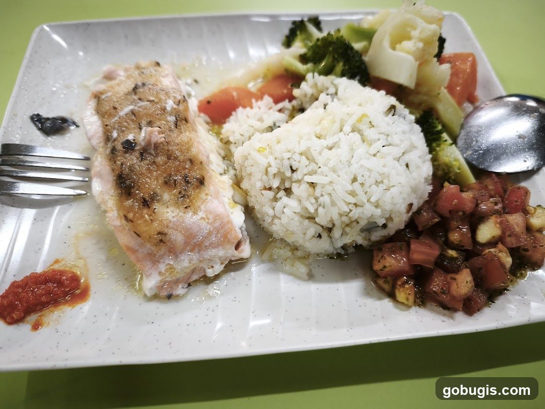 Salmon with Rice and Vegetables