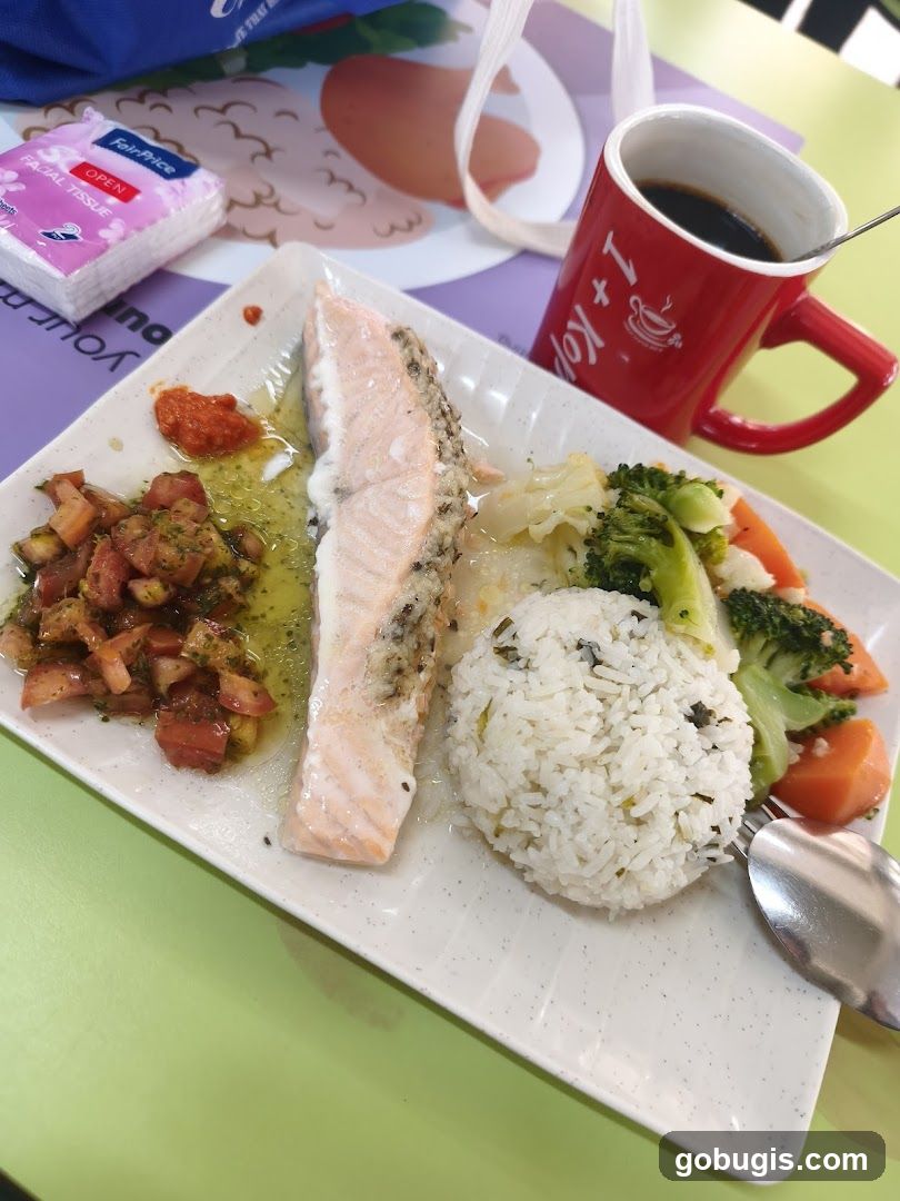 Salmon with Rice and Vegetables