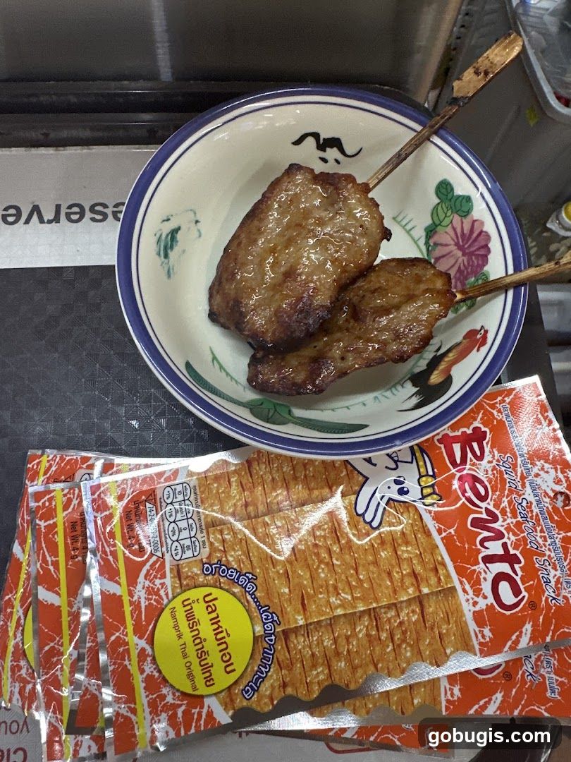 Grilled Meat Skewers and Squid Snacks