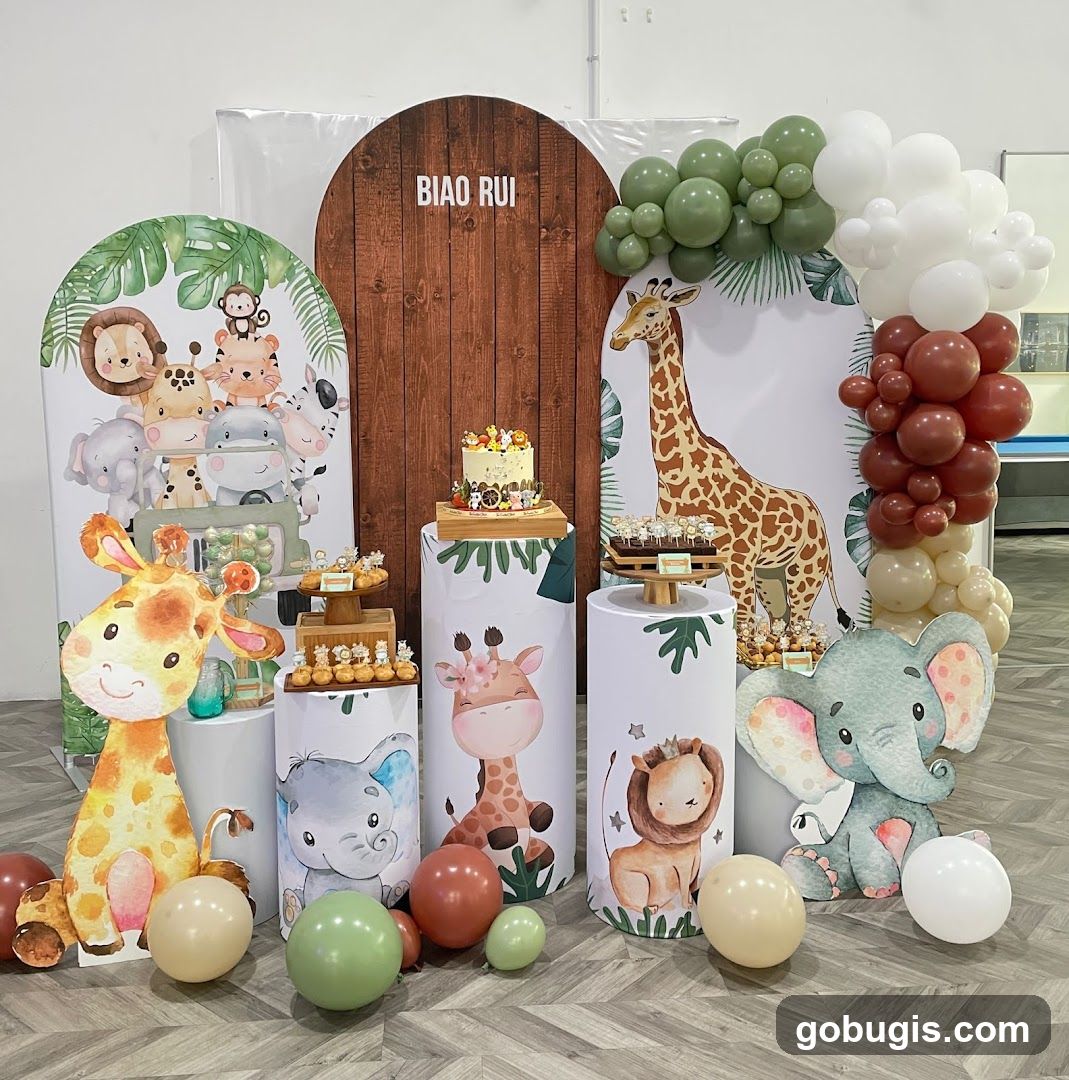 Jungle-themed party decorations