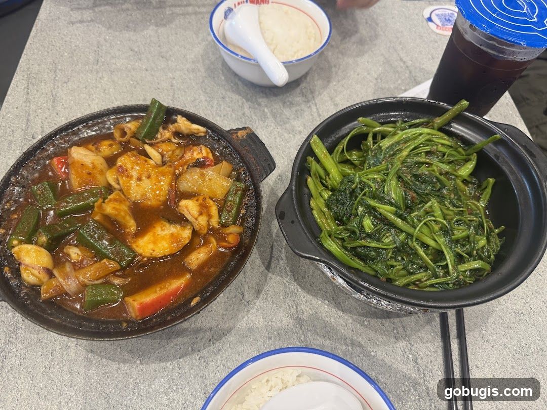 Sizzling Seafood and Stir-Fried Greens