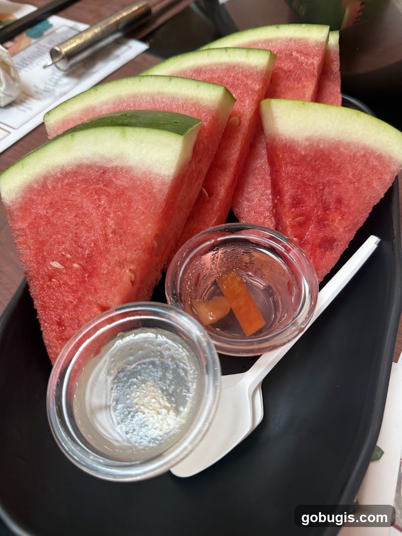 Watermelon Slices with Dipping Sauces
