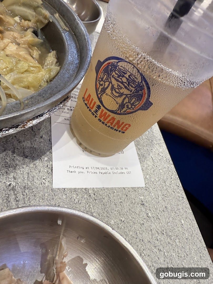 Claypot Delights Drink and Receipt