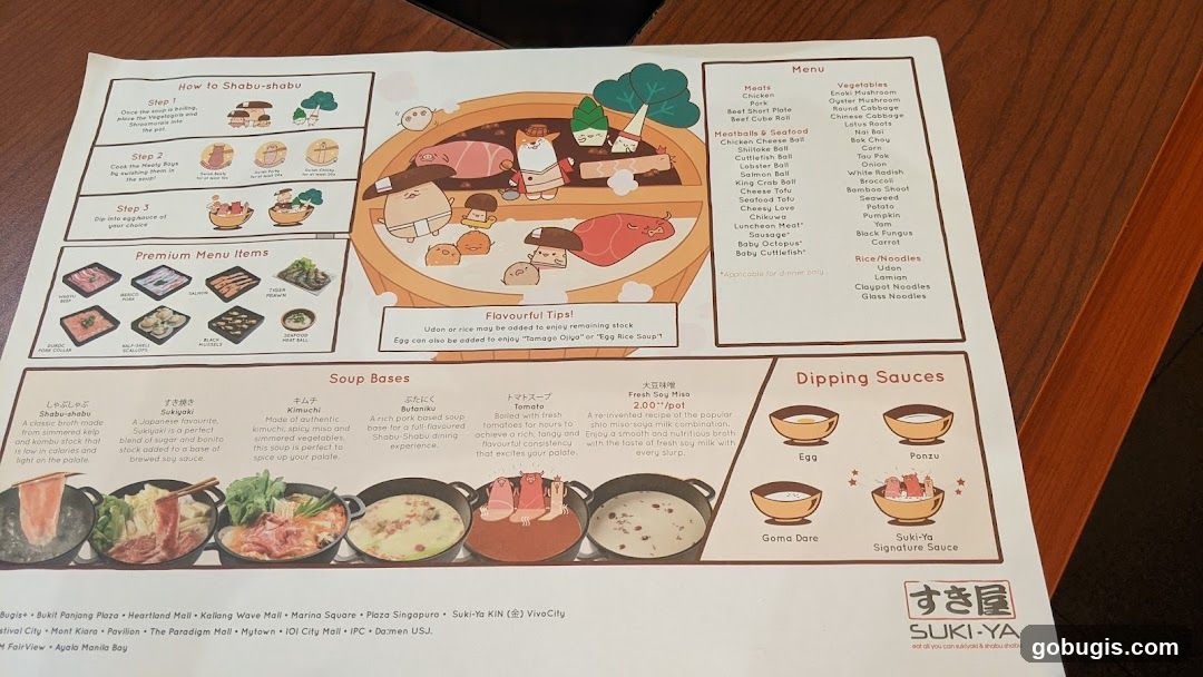 SUKI-YA Eat All You Can Sukiyaki & Shabu Shabu Menu