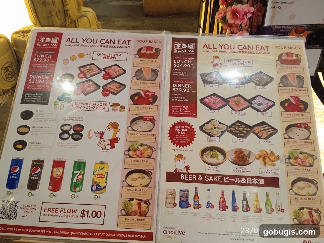 SUKI-YA All You Can Eat Menu