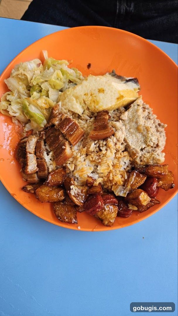 Plate of food with rice and various toppings
