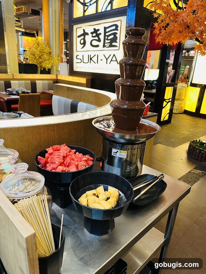 Dessert Station with Chocolate Fountain