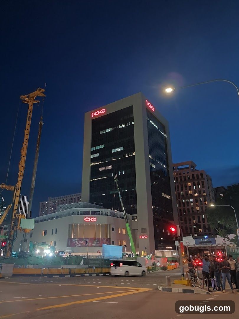 Cityscape at Dusk with Construction
