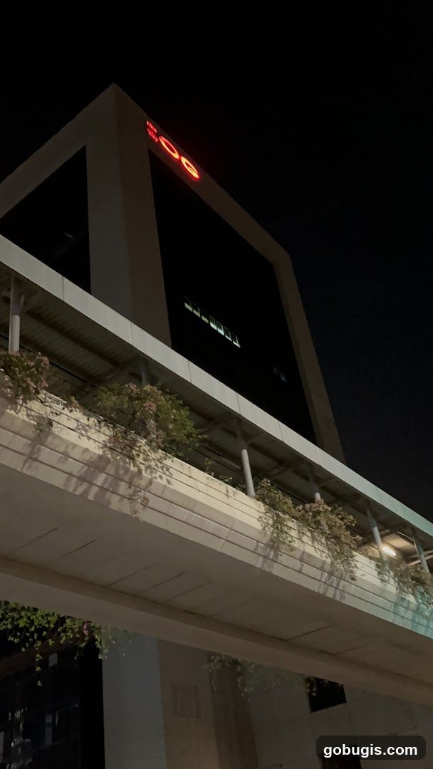 Modern Building Facade at Night