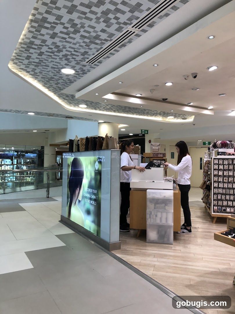 Retail display with staff