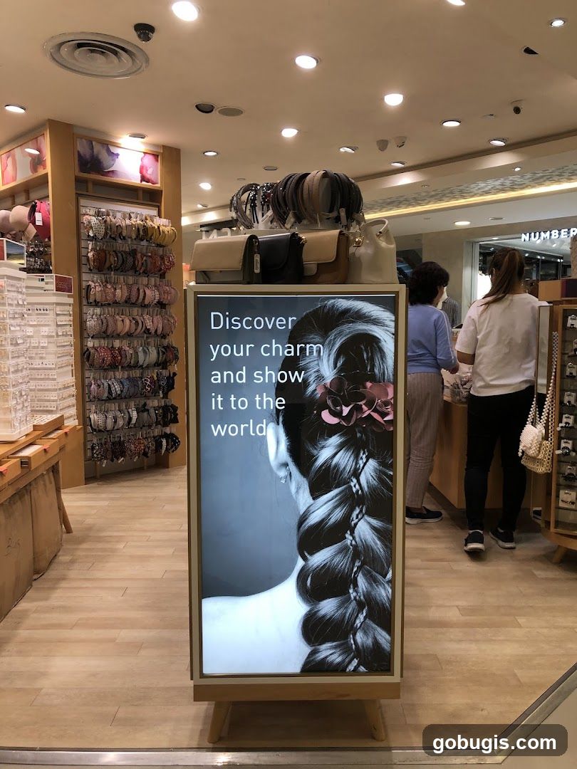 Store Display with Hair Accessories and Bags
