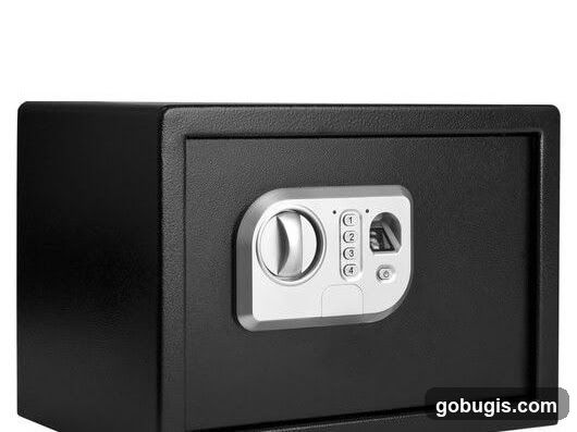 Black Safe with Digital Lock and Fingerprint Scanner