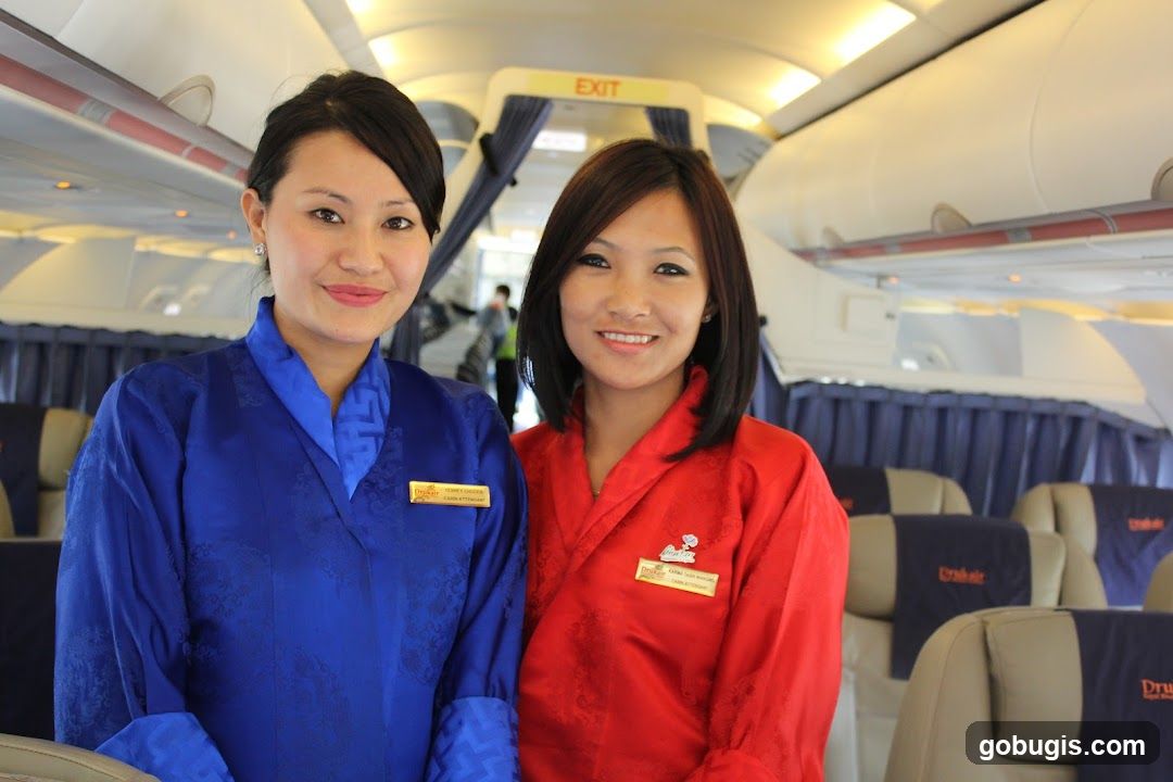Two flight attendants in uniform