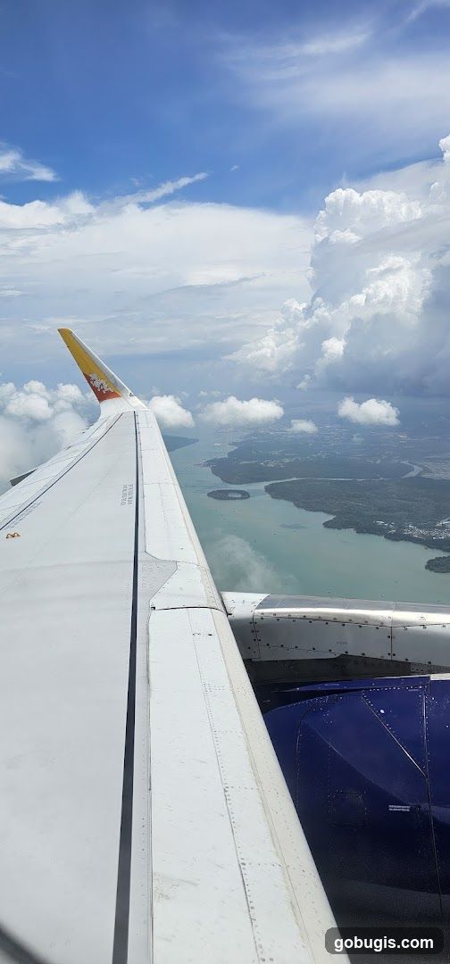 Airplane Wing Over Water and Land