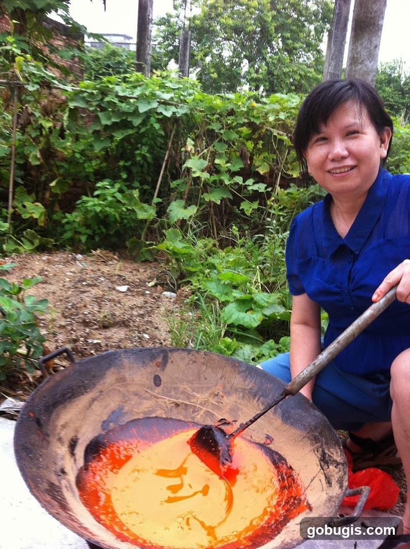 Woman cooking in a wok
