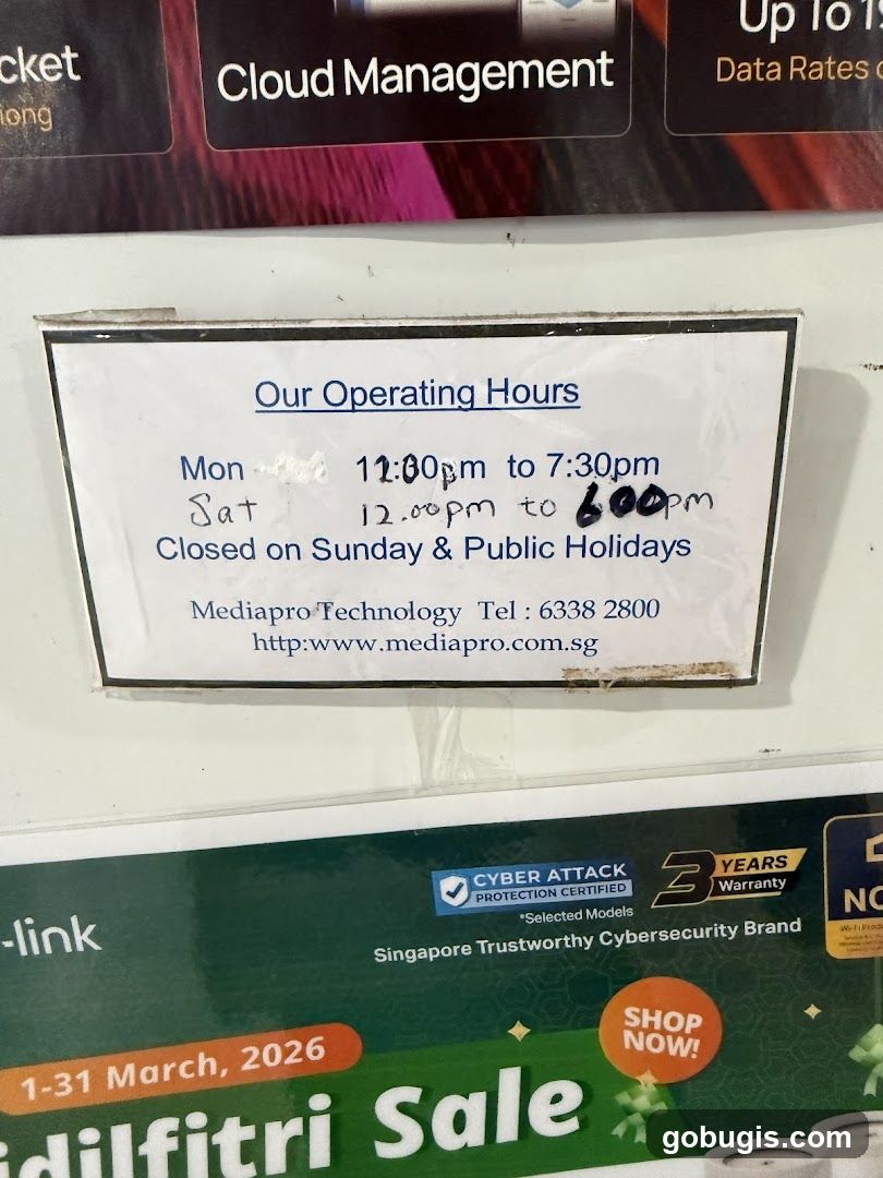 Operating Hours Sign