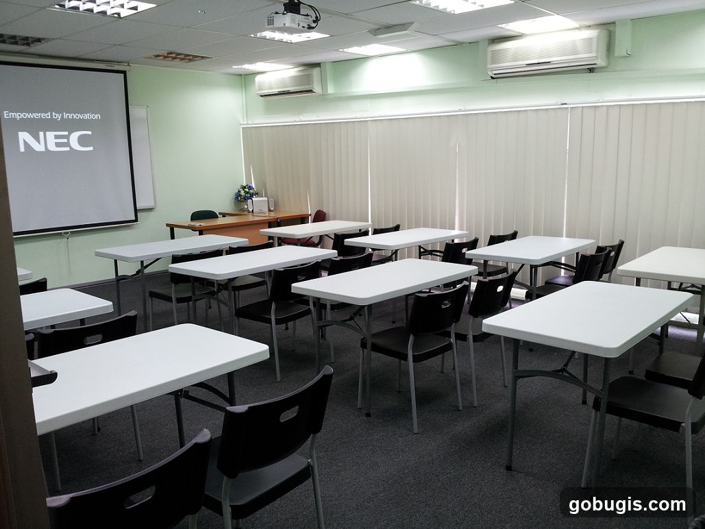 Classroom with projector screen