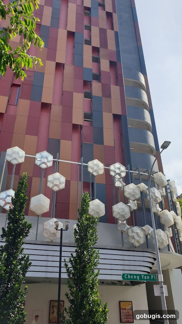 Modern Building Facade with Geometric Decorations