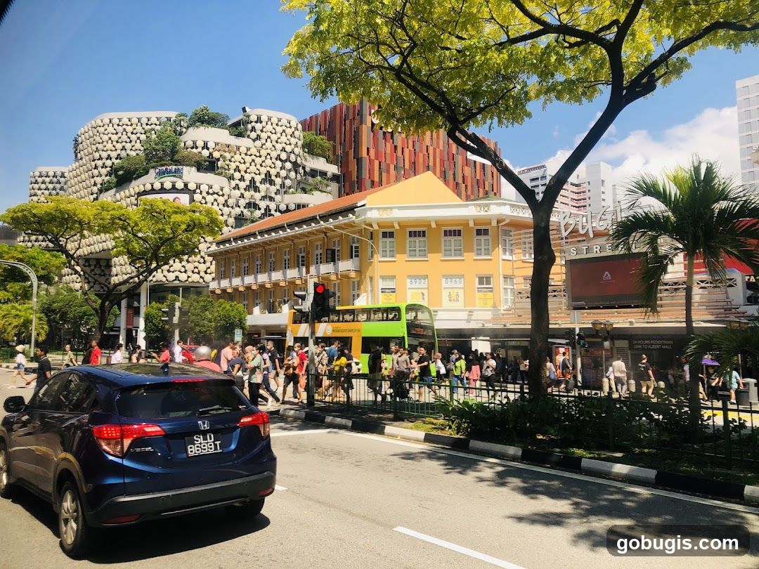 Busy Street Scene with Modern Architecture