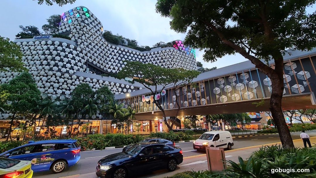 Modern Building Facade with Skybridge