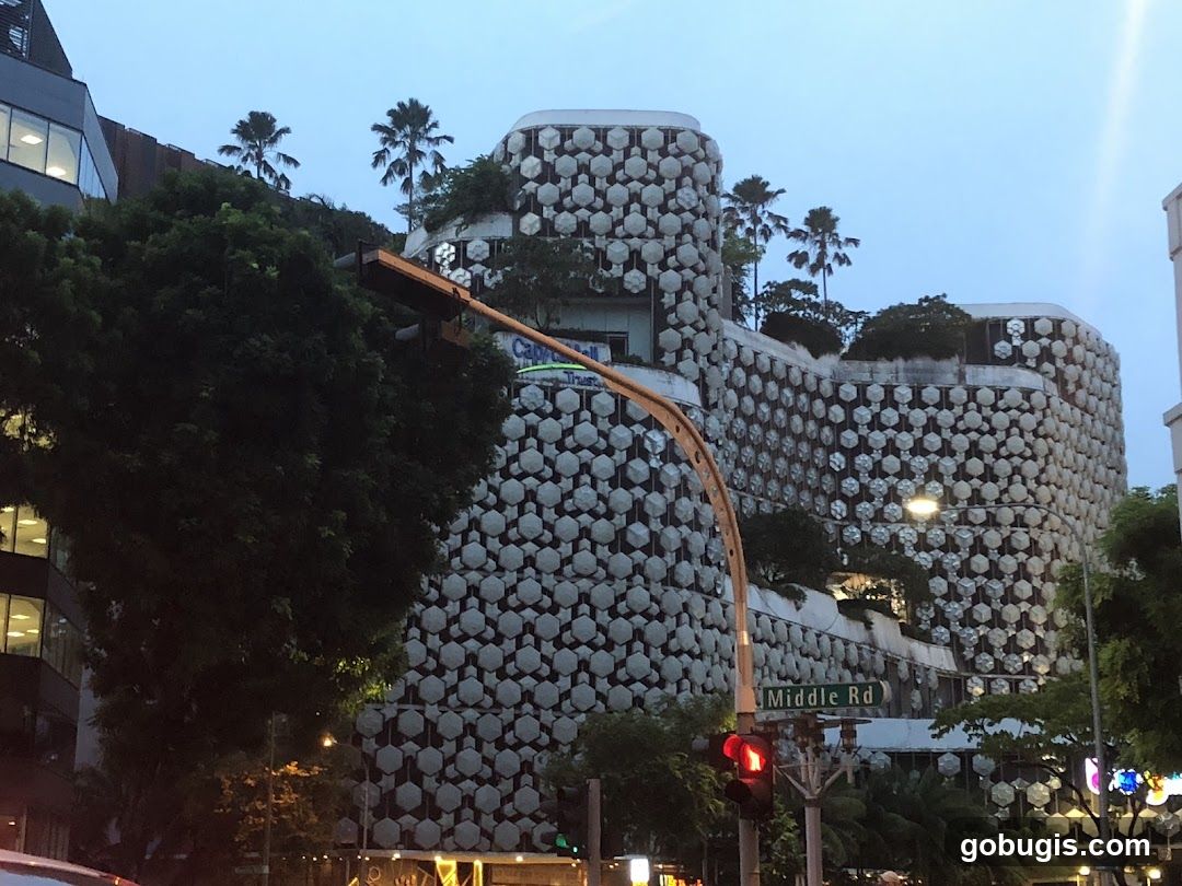 Modern Building Facade with Hexagonal Pattern