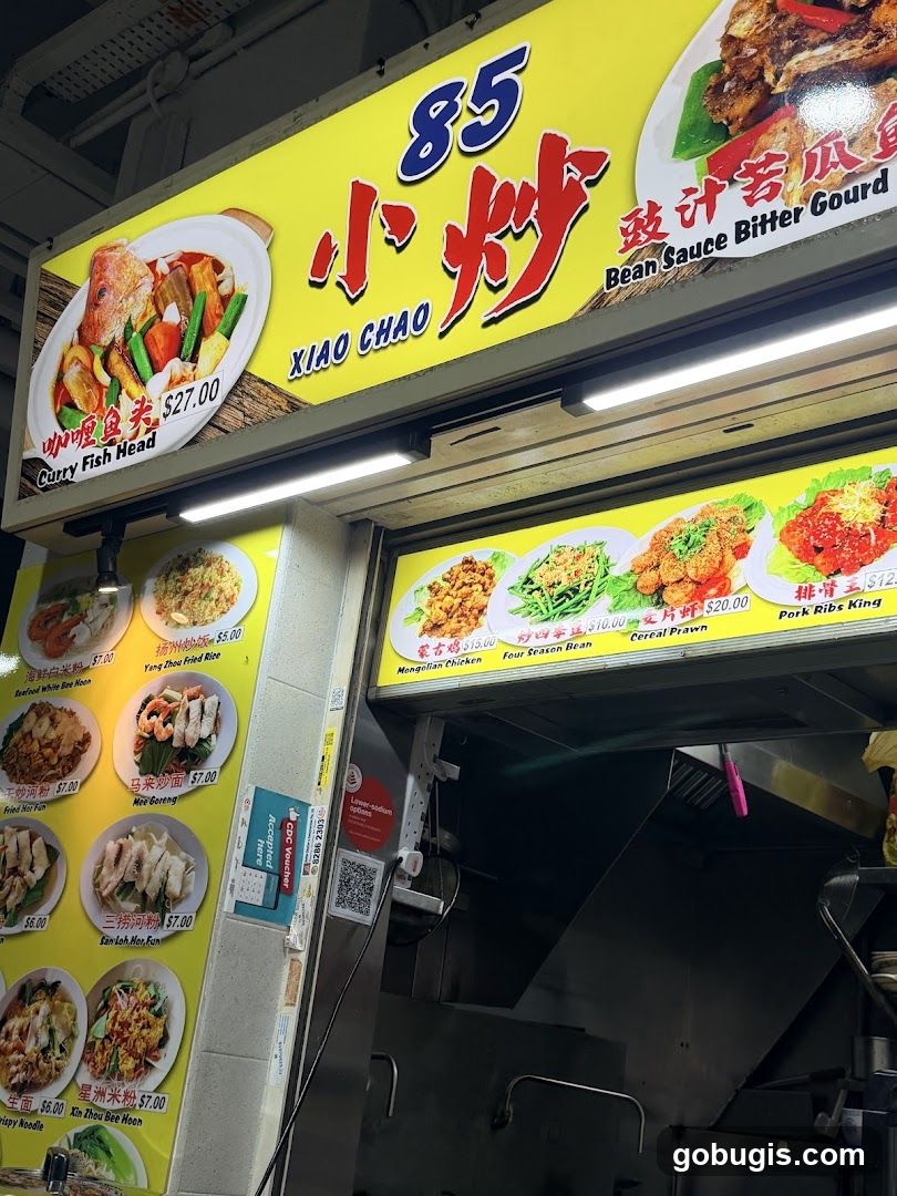 Food stall menu with dishes and prices