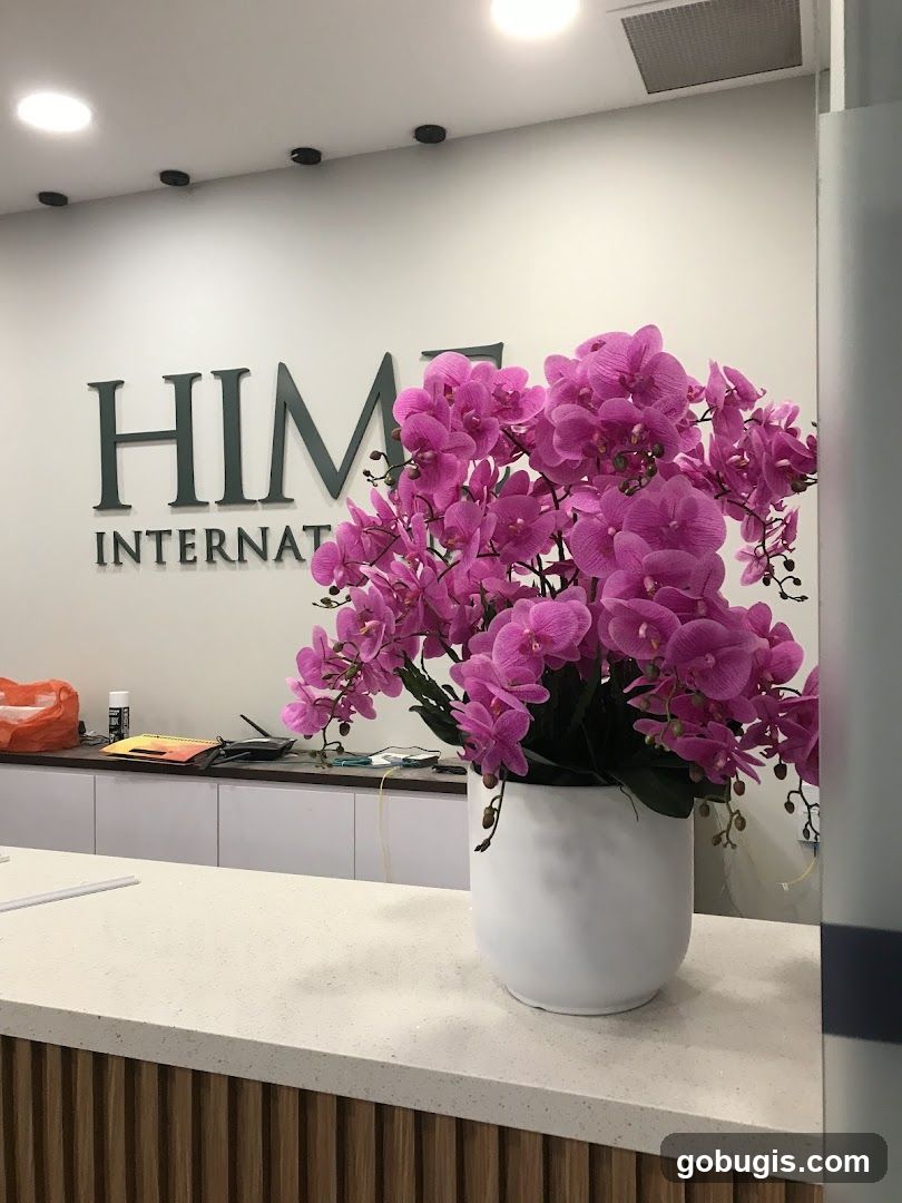 Office Reception Area with Floral Arrangement