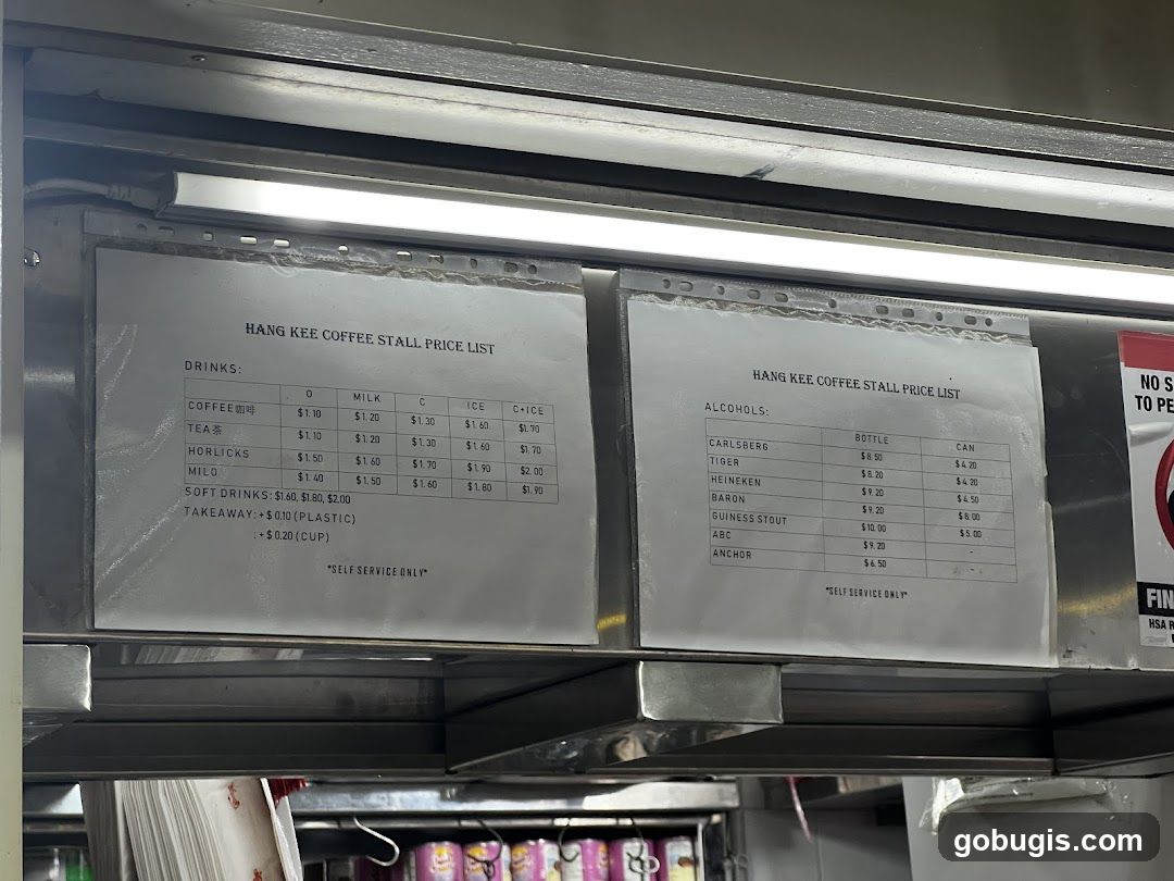 Hang Kee Coffee Stall Price List