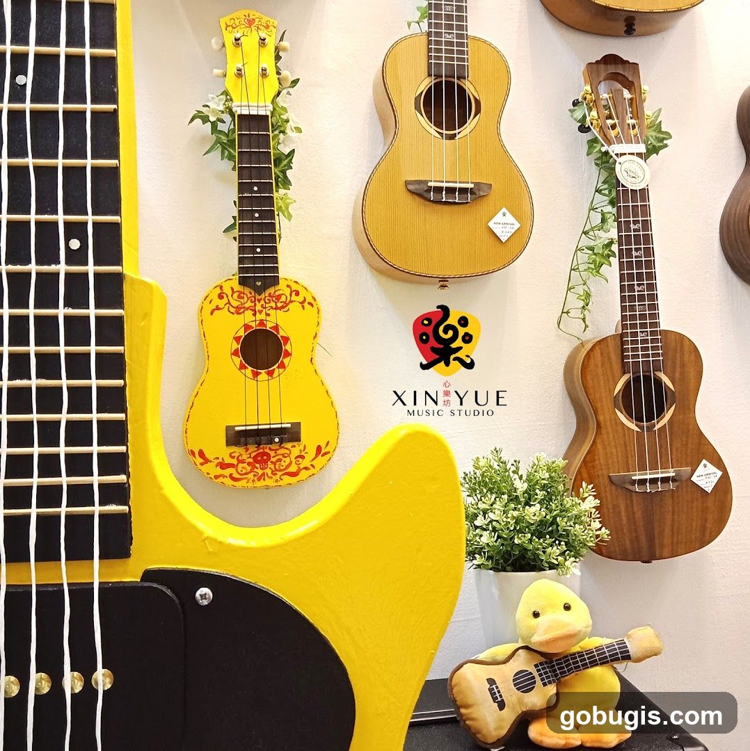 Ukuleles and Music Studio Decor
