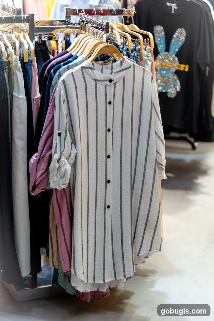 Clothing Rack with Striped Shirt